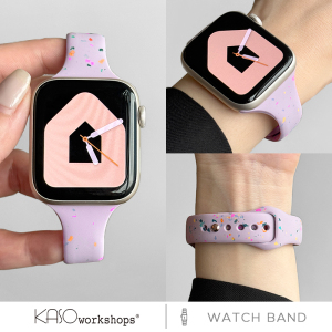 KASO适用applewatchS10苹果iwatch9手表表带彩点硅胶s8春夏天新款Ultra3运动透气防水小蛮腰代SE手表带女生