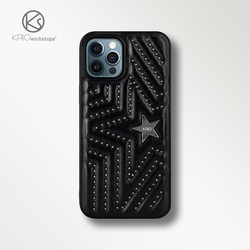 KASO限量版铆钉星星适用苹果iPhone15ProMax高档防摔11手机壳皮革12保护套14潮牌日韩高级感小众新款13个性