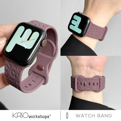 适用iwatch新款立体豹纹硅胶表带