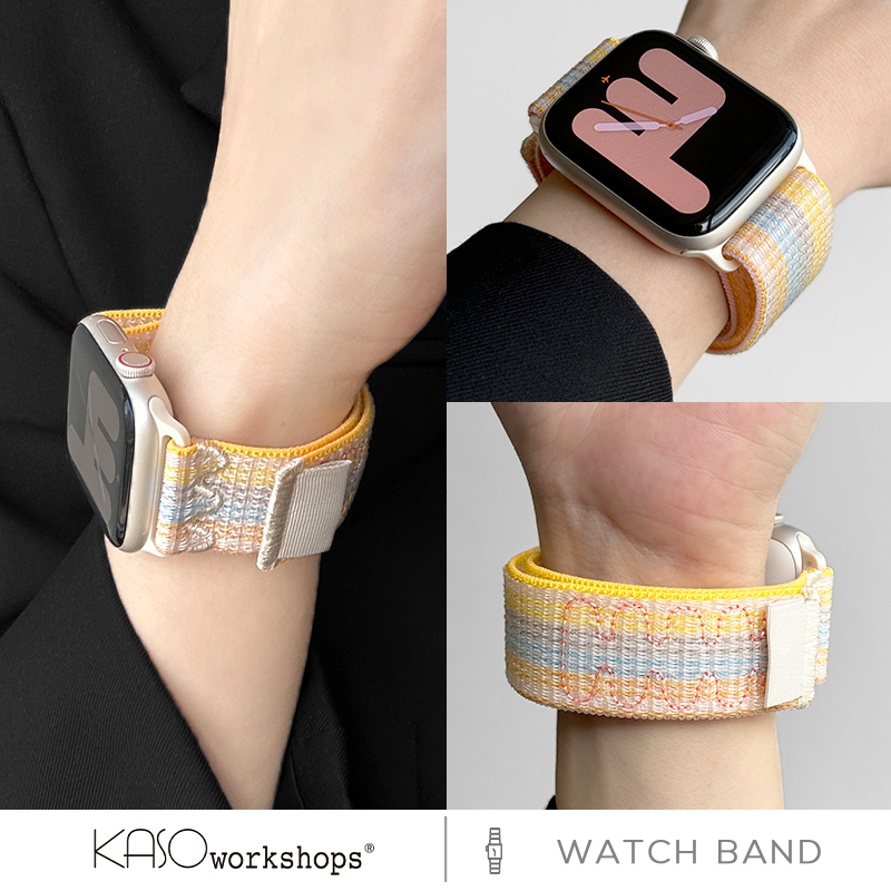 KASO适用applewatch9尼龙编织表带iwatchultra 魔术贴回环表带苹果手表夏天男女运动透气表带高级感S8创意