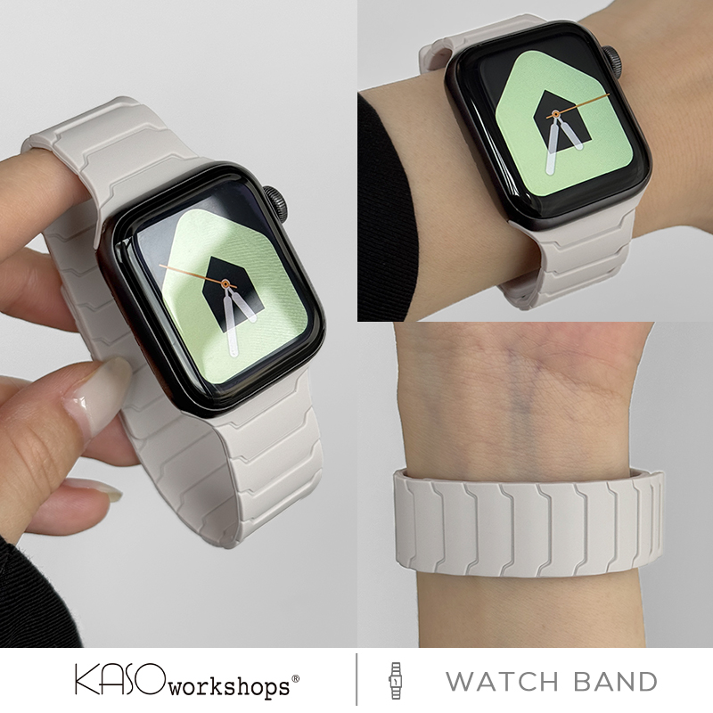 KASO适用苹果iwatch手表S10硅胶表带Applewatch新款铠甲磁吸回环S9男女高级感S8春夏季小众Ultra2运动透气SE