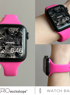 适用于applewatch苹果s11运动手表s9新款小蛮腰硅胶表带iwatch8夏日s7男女6代5高级4腕带3代SE小众款Ultra2