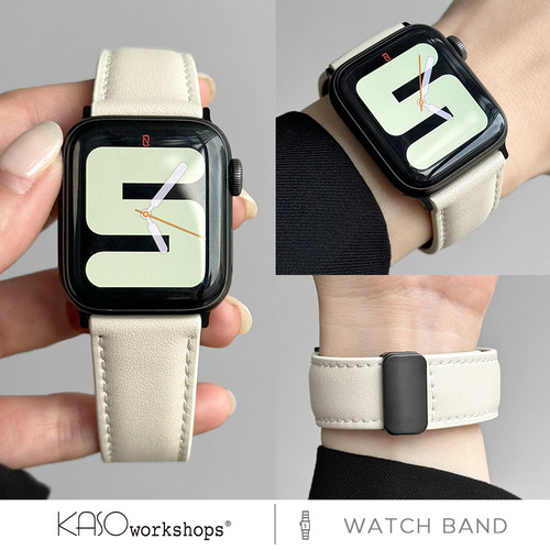 KASO适用iwatch8手表applewatch9表带真皮s8苹果ultra智能s9运动s7硅胶s6高级6代se男女新款磁吸扣夏天