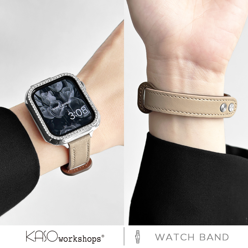 KASO适用iwatch表带applewatch手表带皮iphonewatch苹果手表watchs7/6/5/se皮表带高级感真皮气质拼色休闲女