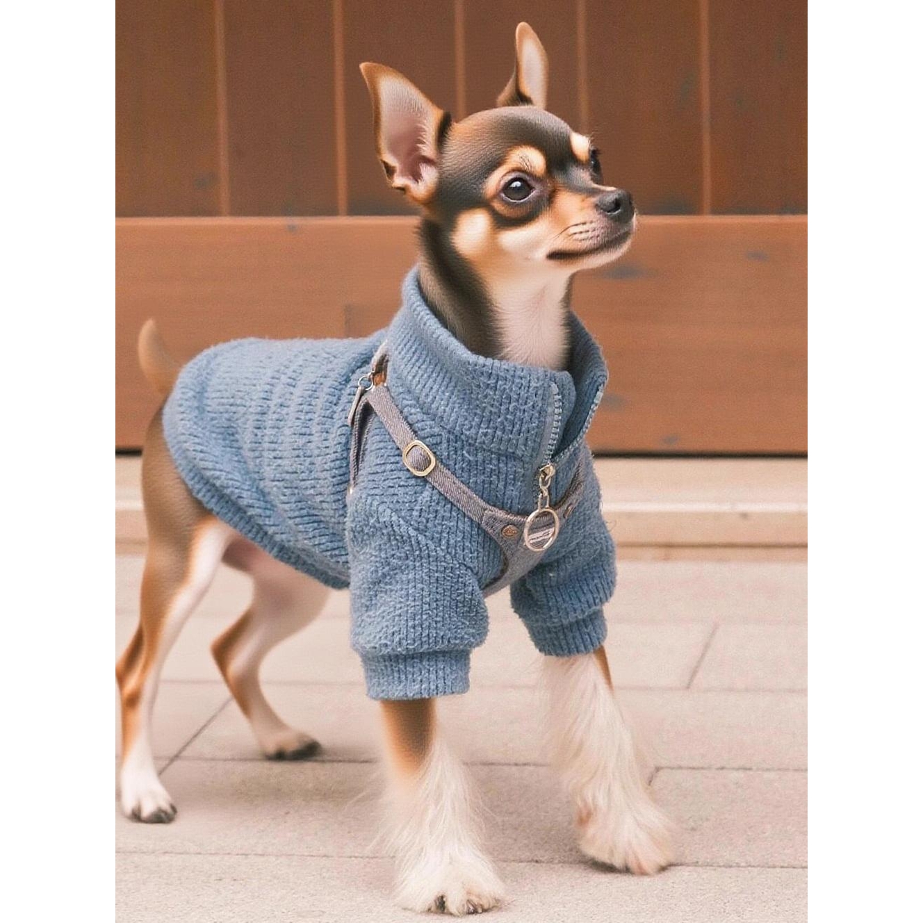 迷你小鹿犬专用衣服狗狗秋冬季保暖马甲泰迪小型犬过冬毛衣两脚衣