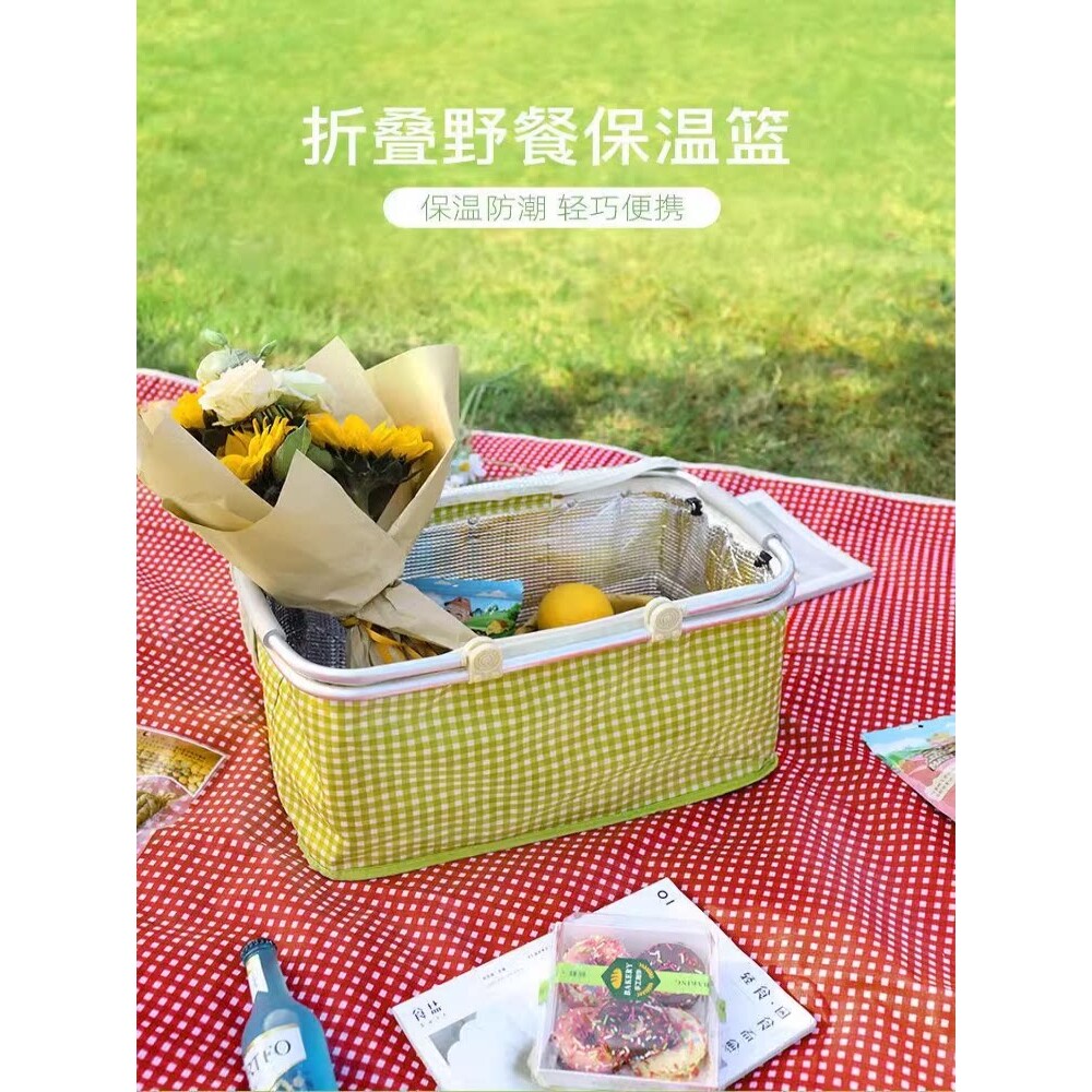 保温野餐篮饭盒袋户外手提菜篮子可折叠加厚购物框冰包保温野餐包