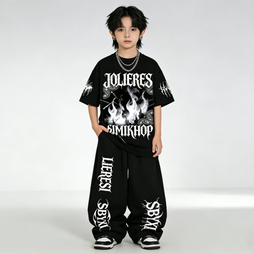 新品韩版儿童街舞潮流酷帅男童嘻哈风hiphop爵士潮装男孩演出服装
