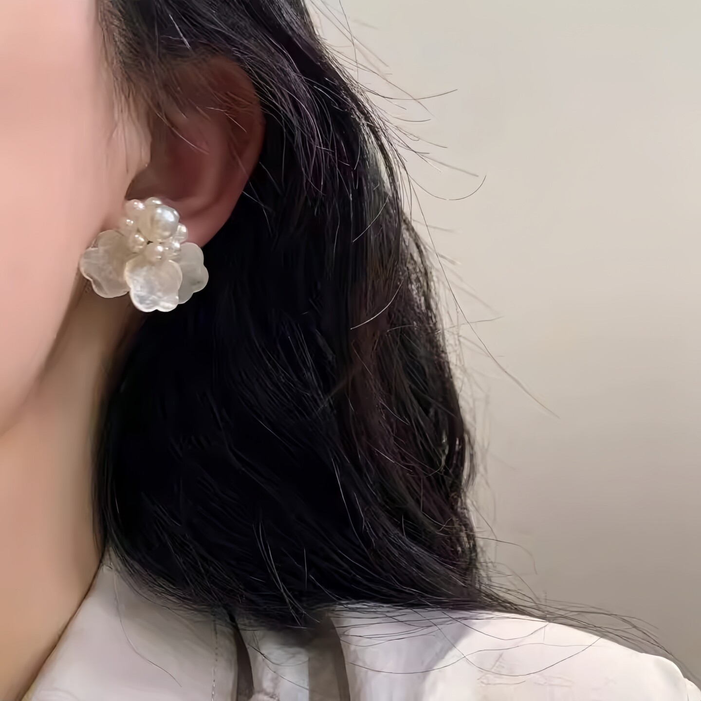 FEEINS轻奢花瓣贝壳珍珠耳钉