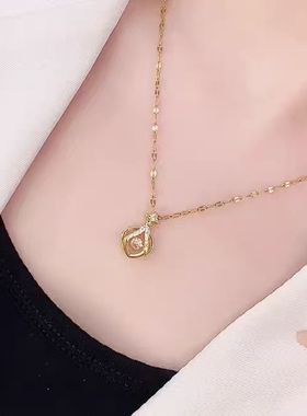 轻奢几何方形项链新款小众设计短款锁骨链高级大气颈链