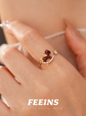 马上有钱小马戒指红色马年招财轻奢精致2026生肖戒本命年旺财