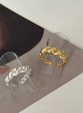 复古简约麻花牛角包戒指时尚个性开口可调节指环