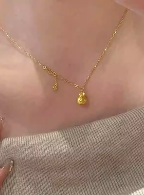 金色福袋项链女2025新款轻奢小众高级感锁骨链复古精致高颜值首饰
