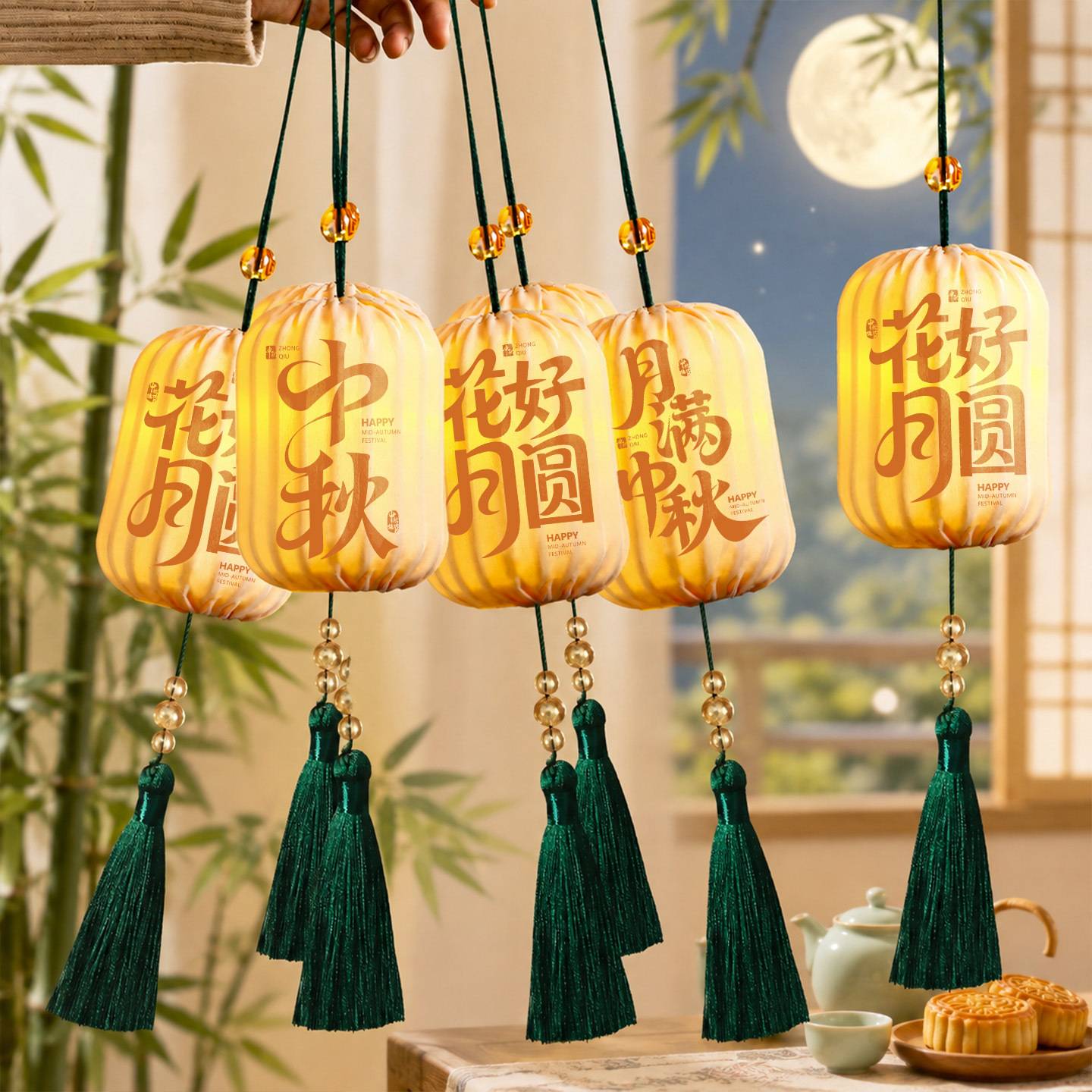 中秋灯笼挂件2026新款户外景区发光花灯挂饰商场店铺场景氛围装饰