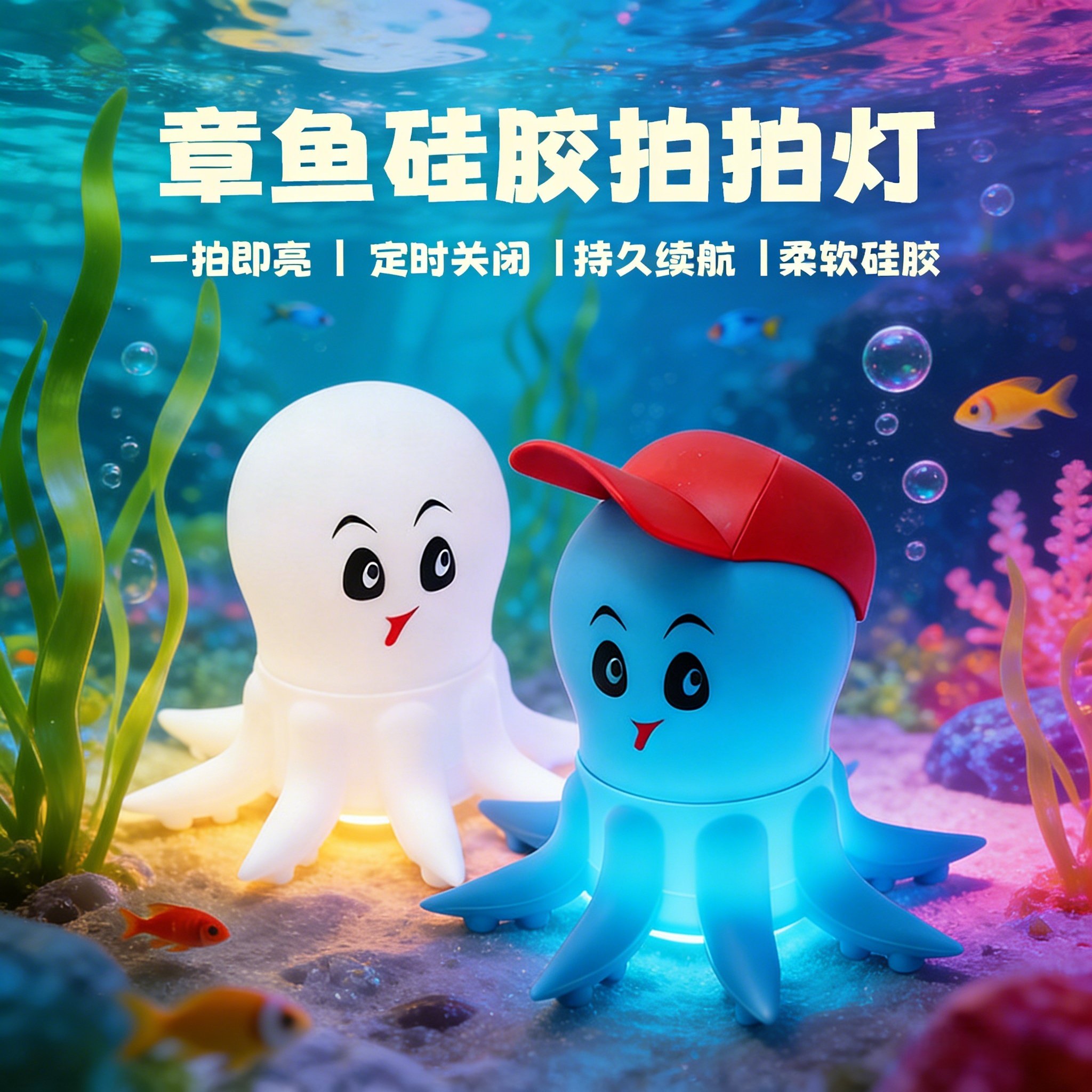 章鱼哥小夜灯婴儿夜间喂奶护眼睡眠灯床头充电硅胶拍拍灯礼物