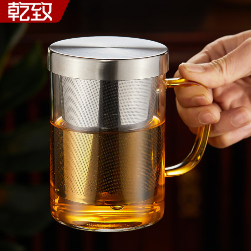 家用玻璃茶杯带盖茶水分离玻璃杯