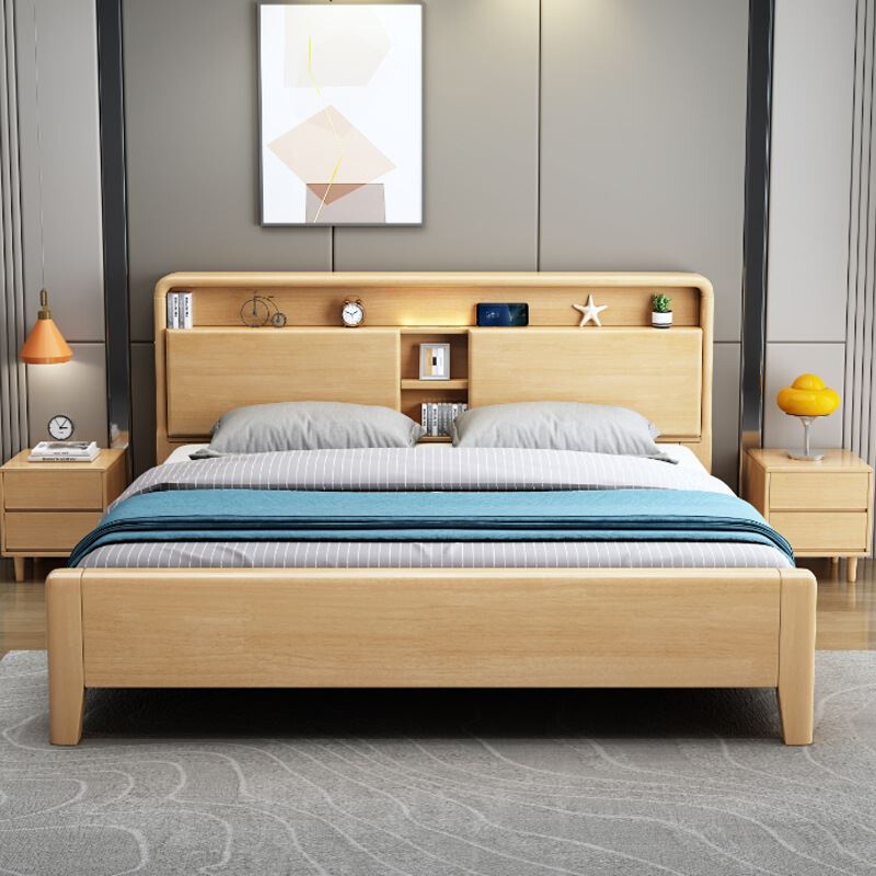 现代简约实木床气压高箱抽屉储物床收纳1.8米1.5双人床主卧床架子