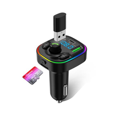 厂家车载蓝牙mp3播放器FM发射器车充qc3.0快充PDA+Cled车用