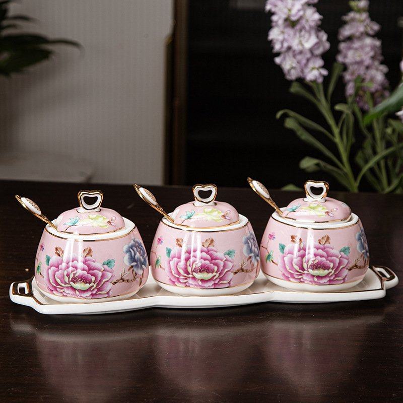 轻奢风陶瓷调味罐盐罐味精罐辣椒粉罐油瓶醋瓶厨房家用骨瓷调料罐,餐饮具,瓶/罐,淘宝优惠券,粉丝福利购,淘宝优惠卷