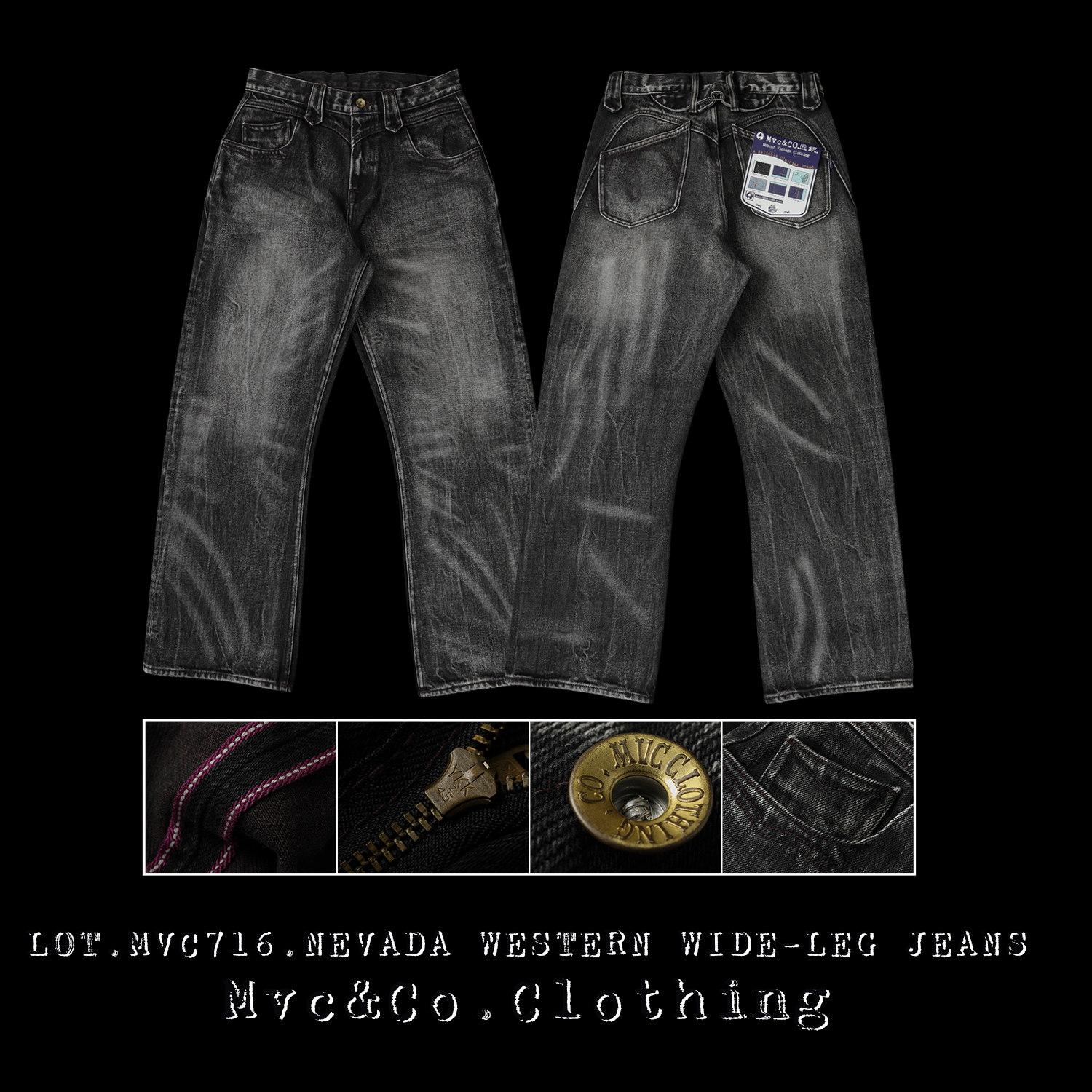Mvc&Co匠织LOT716赛洛纺18.5OZ绳染内华达水洗西部705B高腰阔腿裤
