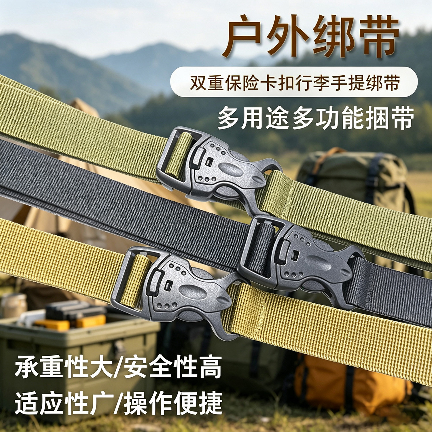 户外插扣行李箱固定收紧捆绑带
