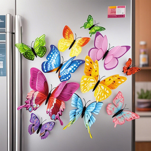 仿真3d立体蝴蝶冰箱自粘墙装饰品