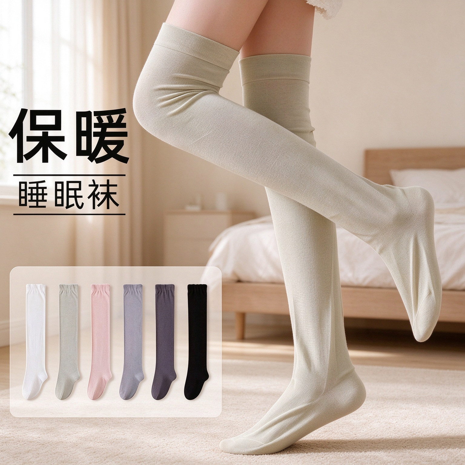 空调月子袜长筒睡眠袜宽松