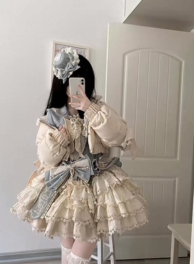 POSH004E立领高定如心温莎古堡少女羽绒服外套米色日常秋冬羽绒服