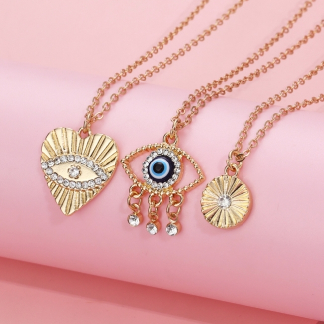 恶魔之眼闺蜜项链三人儿童女童小女孩轻奢小众高级感学生女款吊坠