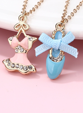 儿童闺蜜项链女二人款女童小女孩毛衣链公主百搭粉色可爱挂脖装饰