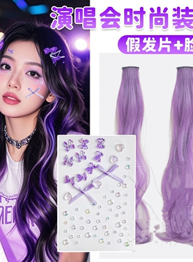 林俊杰邓紫棋许嵩演唱会应援物紫色氛围感蝴蝶编发发夹假发片脸贴