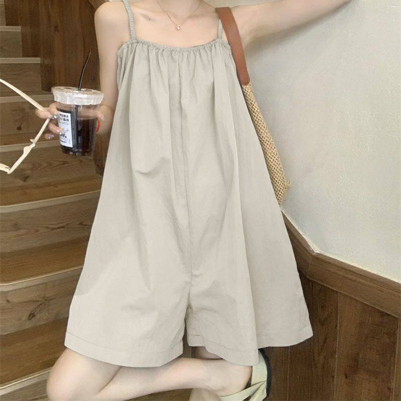 法式时髦吊带连体裤短裤女2024新款夏季宽松气质显瘦阔腿背带裤,女装/女士精品,大码裤装,淘宝优惠券,粉丝福利购,淘宝优惠卷