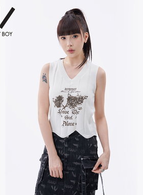 BOY BY BOY夏季V领无袖商场同款潮牌女装修身显身材短背心W74005