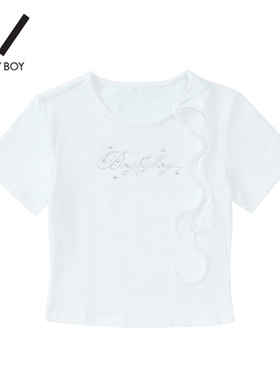 BOY BY BOY潮牌25秋上新百搭休闲字母刺绣短袖T恤女上衣W01019