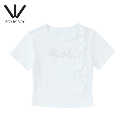 BOY BY BOY潮牌25秋上新百搭休闲字母刺绣短袖T恤女上衣W01019