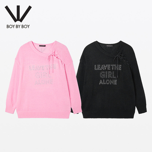 潮牌女装 BOY商场同款 25春秋款 宽松时尚 W60001 BOY 微弹针织衫