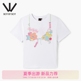 潮牌女装 BOY BOY商场同款 T恤W01060 25夏新品 宽松舒适针织短袖