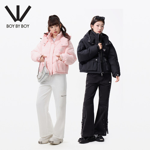 BOY BY BOY商场同款潮牌女装冬季宽松加厚加绒羽绒服W28005