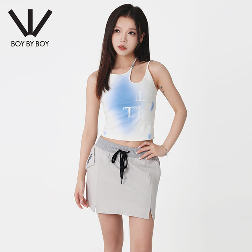 BOY BY BOY潮牌女装春夏吊带 朋克街头感叛逆不规则印花修身吊带
