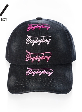 BOY BY BOY潮牌女装夏季帽子字母绣线甜酷百搭时尚棒球帽鸭舌帽
