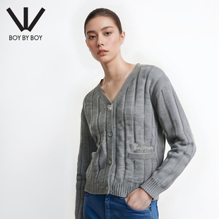 毛衣W253W64009 BOY潮牌25秋上新百搭休闲字母刺绣针织开衫 BOY