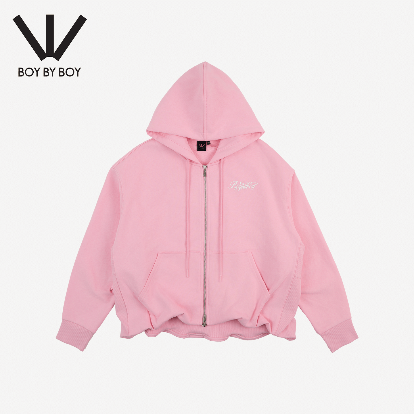 Boy By Boy休闲风粉色连帽拉链卫衣女款开衫外套百搭帽衫