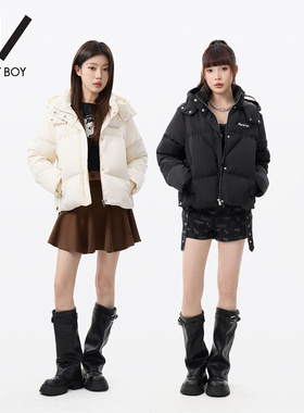 BOY BY BOY商场同款潮牌女装冬季宽松加厚加绒羽绒服W28008