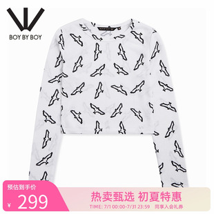 滿印老鷹logo顯瘦修身 Boy 打底T恤 經(jīng)典 潮牌女裝 Boy春季