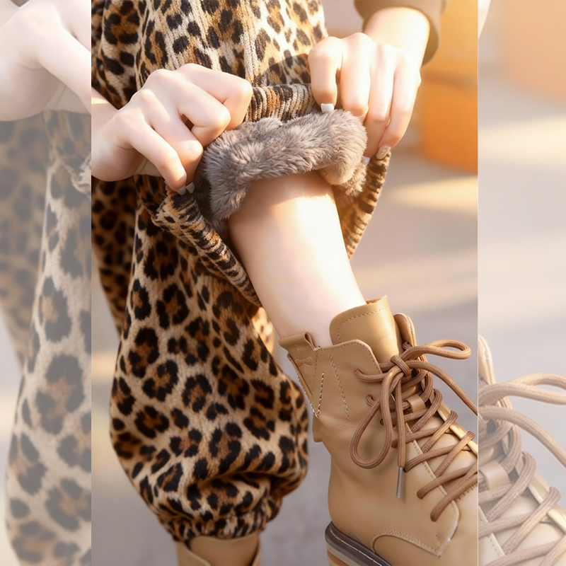 【送运费险】爆款加绒豹纹束脚裤