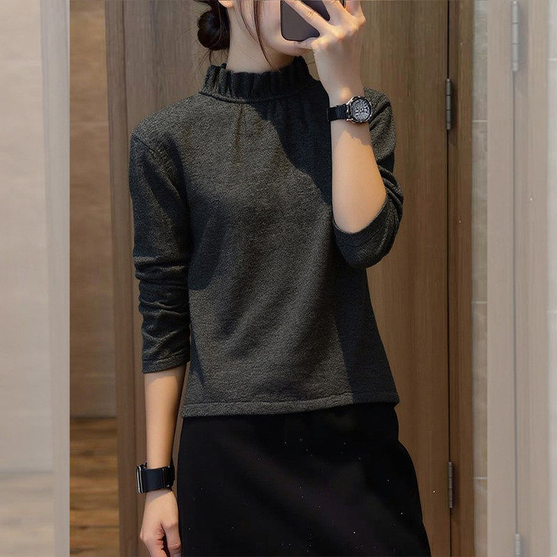 雾灰朦胧~灰色木耳边立领卫衣女秋冬高级感气质休闲长袖内搭上衣,女装/女士精品,时尚抓绒衣,淘宝优惠券,粉丝福利购,淘宝优惠卷