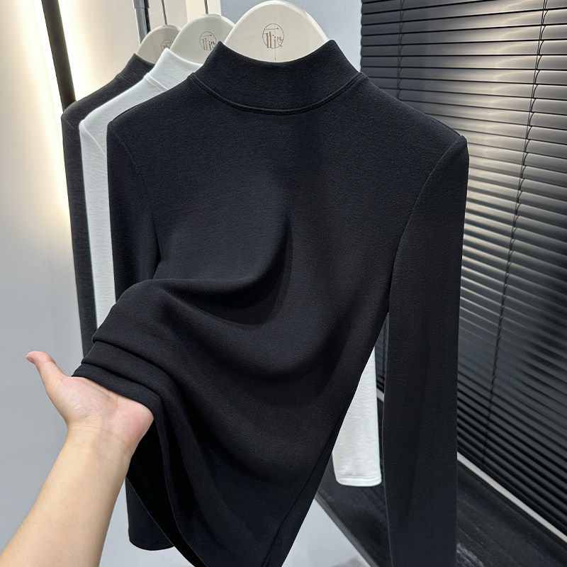 简约日常~春秋季立领打底衫女白色内搭半高领长袖t恤黑色修身上衣,女装/女士精品,大码内搭,淘宝优惠券,粉丝福利购,淘宝优惠卷