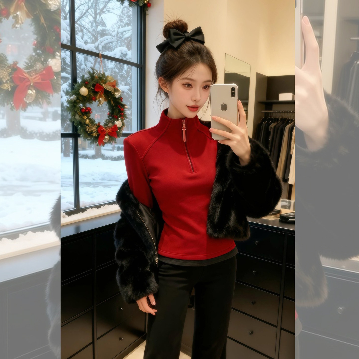 暖红豆沙~红色半拉链立领德绒打底衫女秋冬撞色洋气修身内搭上衣,女装/女士精品,时尚抓绒衣,淘宝优惠券,粉丝福利购,淘宝优惠卷