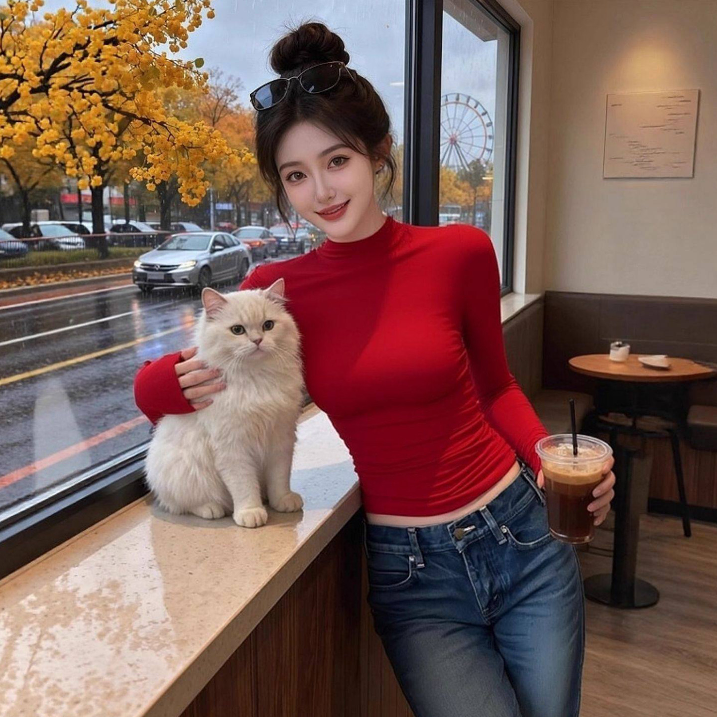 绛领清媚~辣妹红色中领打底衫女2026新年修身掐腰短款内搭小上衣,女装/女士精品,大码内搭,淘宝优惠券,粉丝福利购,淘宝优惠卷