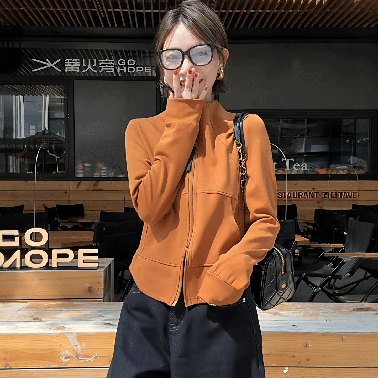 秋春棕意~焦糖色立领拉链外套女款春秋修身短款显瘦通勤休闲上衣,女装/女士精品,短外套,淘宝优惠券,粉丝福利购,淘宝优惠卷