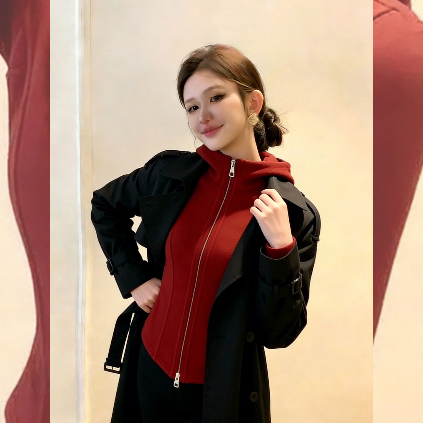 新年红色修身连帽卫衣外套女2026秋冬新款羽绒服内搭收腰显瘦上衣,女装/女士精品,大码内搭,淘宝优惠券,粉丝福利购,淘宝优惠卷